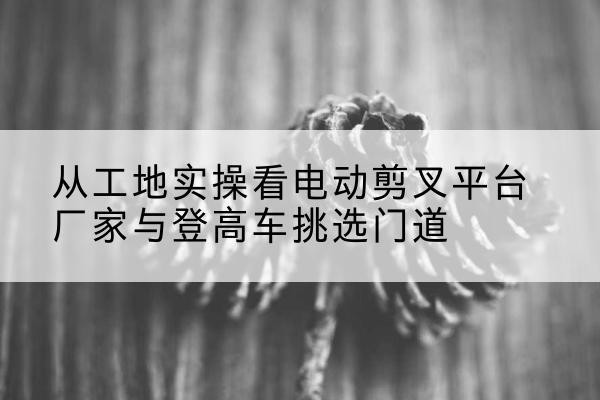 荣昌区电动剪叉升降平台厂家-从工地实操看电动剪叉平台厂家与登高车挑选门道